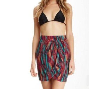 VIX Paula Hermanny Napo Bia Tulip Wrap Silk Skirt Cover-Up Beach Swim Va…
